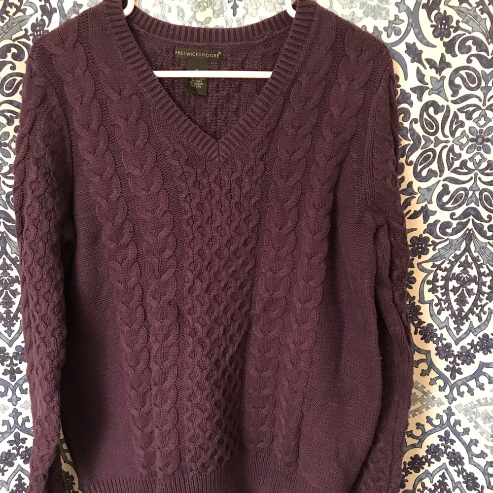 Dark Plum Cable Knit Sweater